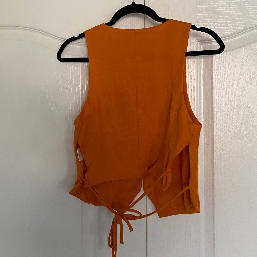 Express Orange Button-Down Vest - image 3
